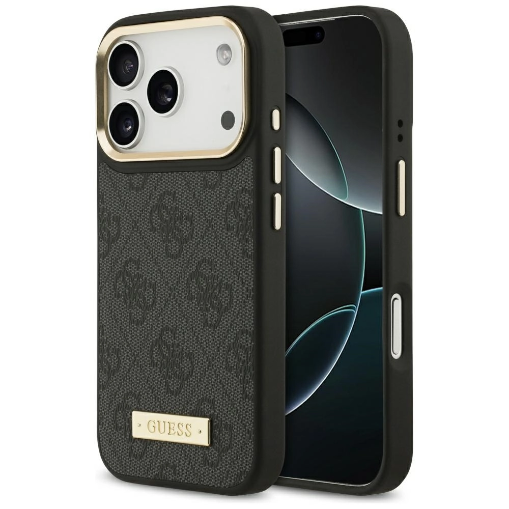 Etui Guess 4G Logo Plate MagSafe do iPhone 17 Pro czarny