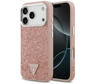 Etui Guess Glitter Triangle Logo MagSafe do iPhone 17 Pro różowy
