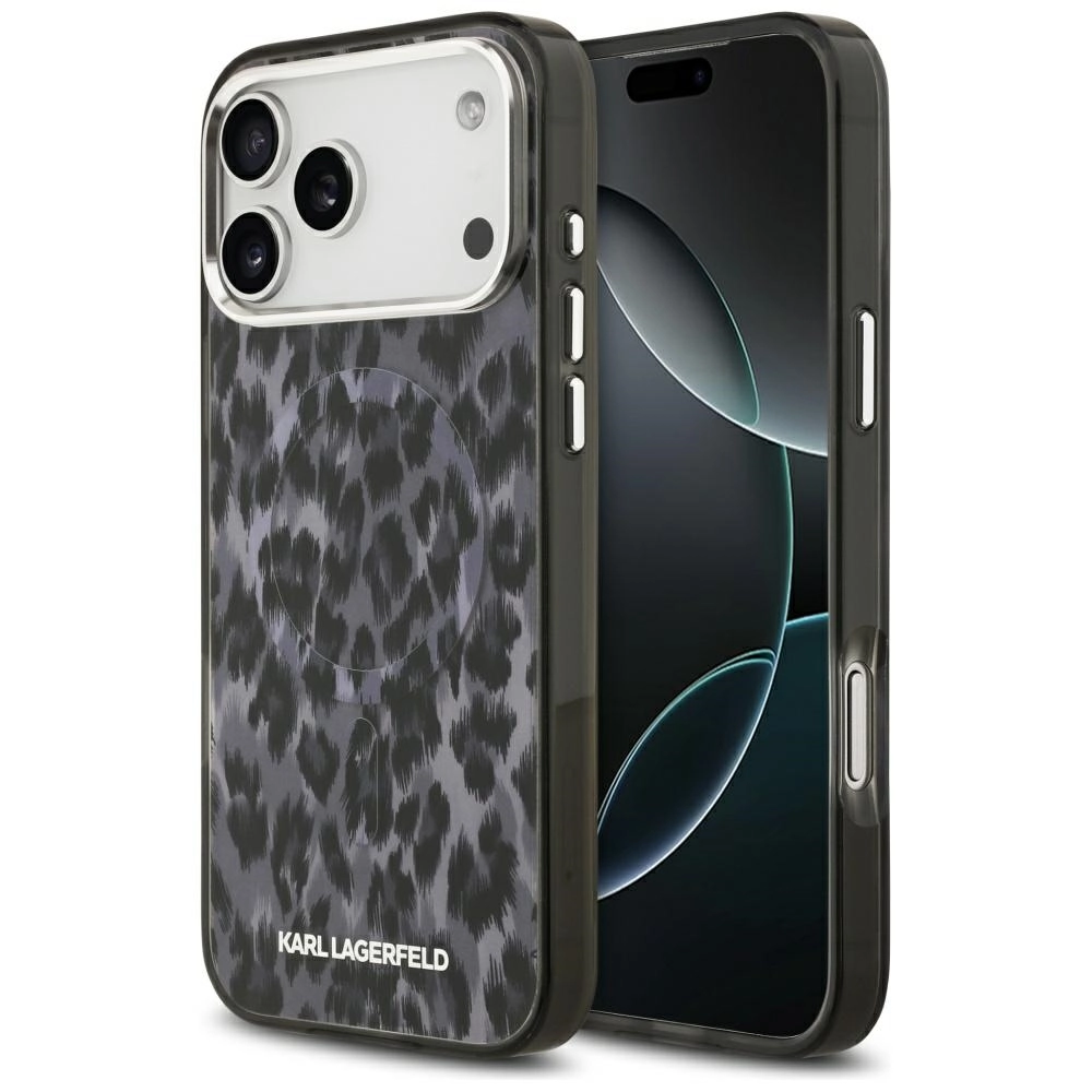 Etui Karl Lagerfeld IML Leopard Pattern MagSafe do iPhone 17 Pro Max Czarny