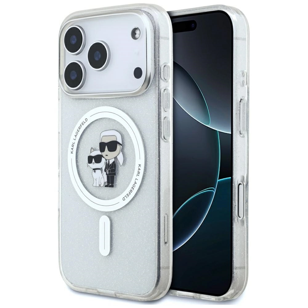 Etui Karl Lagerfeld IML Karl Choupette Glitter MagSafe do iPhone 17 Pro Przezroczysty