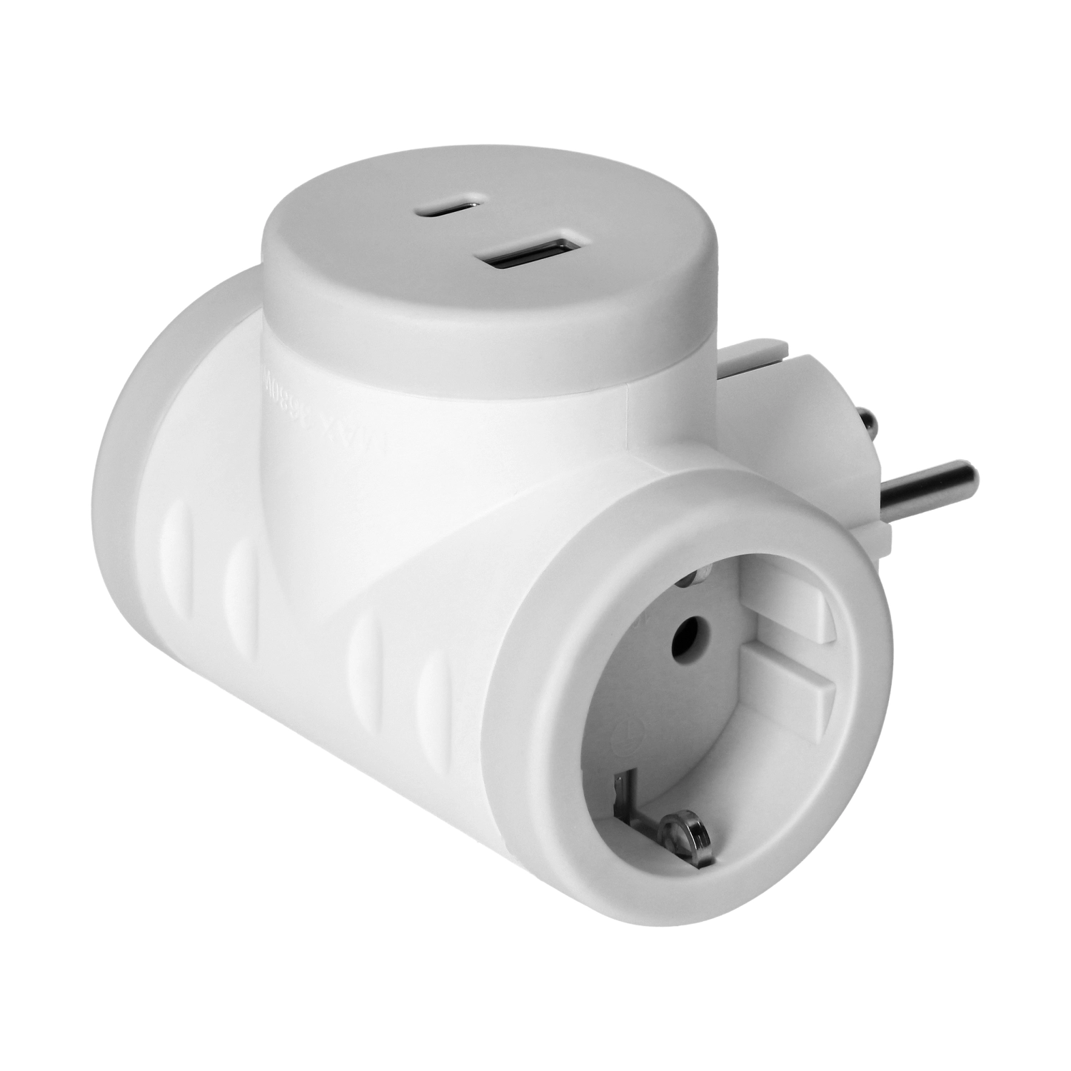 Rozgałęziacz Orno OR-AE-13281(GS)/G (Schuko) z ładowarką 2xUSB, 2 gnaizda Biało-szary