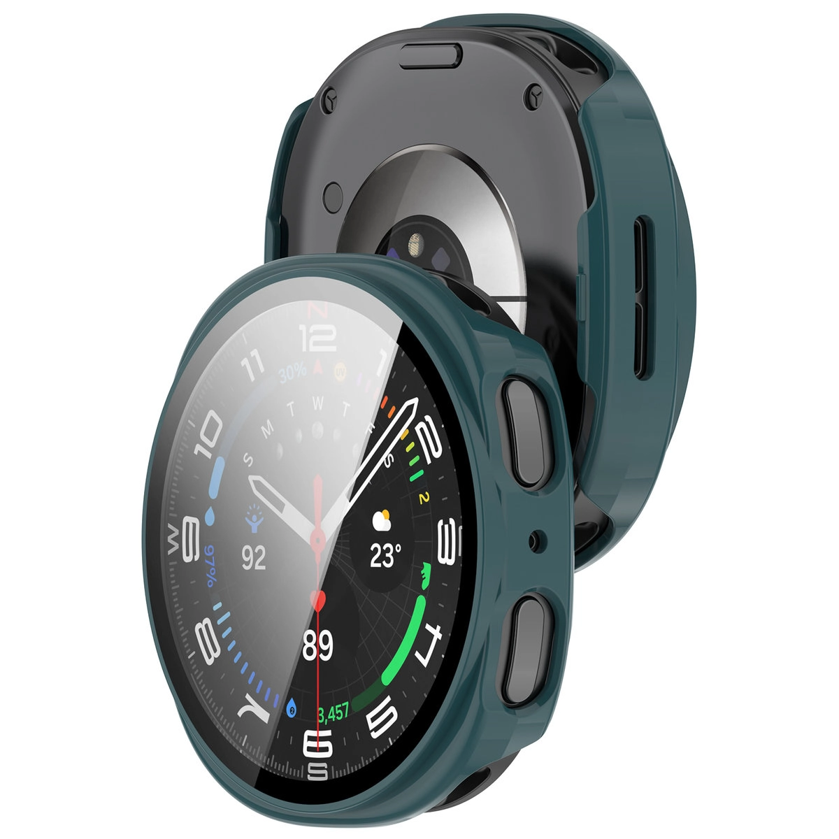 Nakładka na tarczę Bizon ze szkłem do Samsung Galaxy Watch 8 44 mm zielony