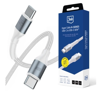 Kabel 3mk Hyper Cable N-SERIES USB-C do USB-C 1m 20V/3 A 60W Biały