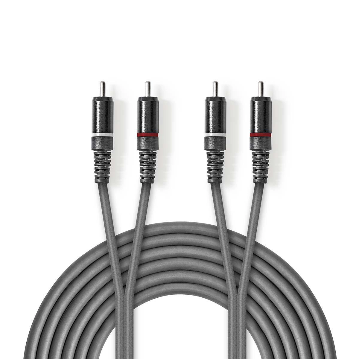 Kabel audio Nedis COTH24200GY30 2x RCA 3m Srebrny