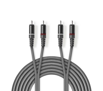 Kabel audio Nedis COTH24200GY30 2x RCA 3m Srebrny