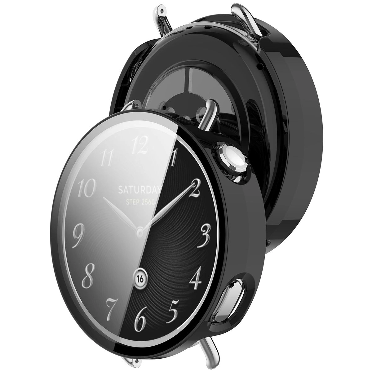 Nakładka na tarczę Bizon ze szkłem do Xiaomi Watch S4 41mm Czarny