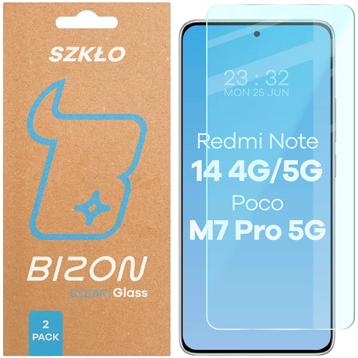 Szkło hartowane Bizon Clear Duo do Xiaomi Redmi Note 14 4G / 14 5G / Xiaomi POCO M7 Pro 5G