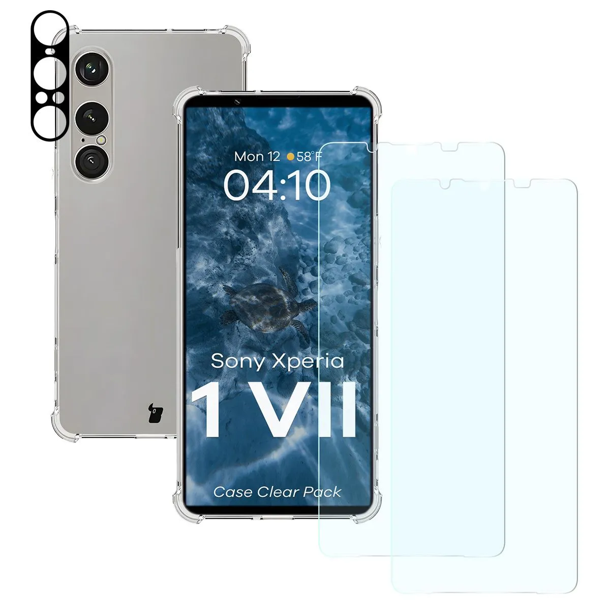 Zestaw ochronny Bizon elastyczne etui Salpa + 2x szkło hartowane Clear Pack do Sony Xperia 1 VII