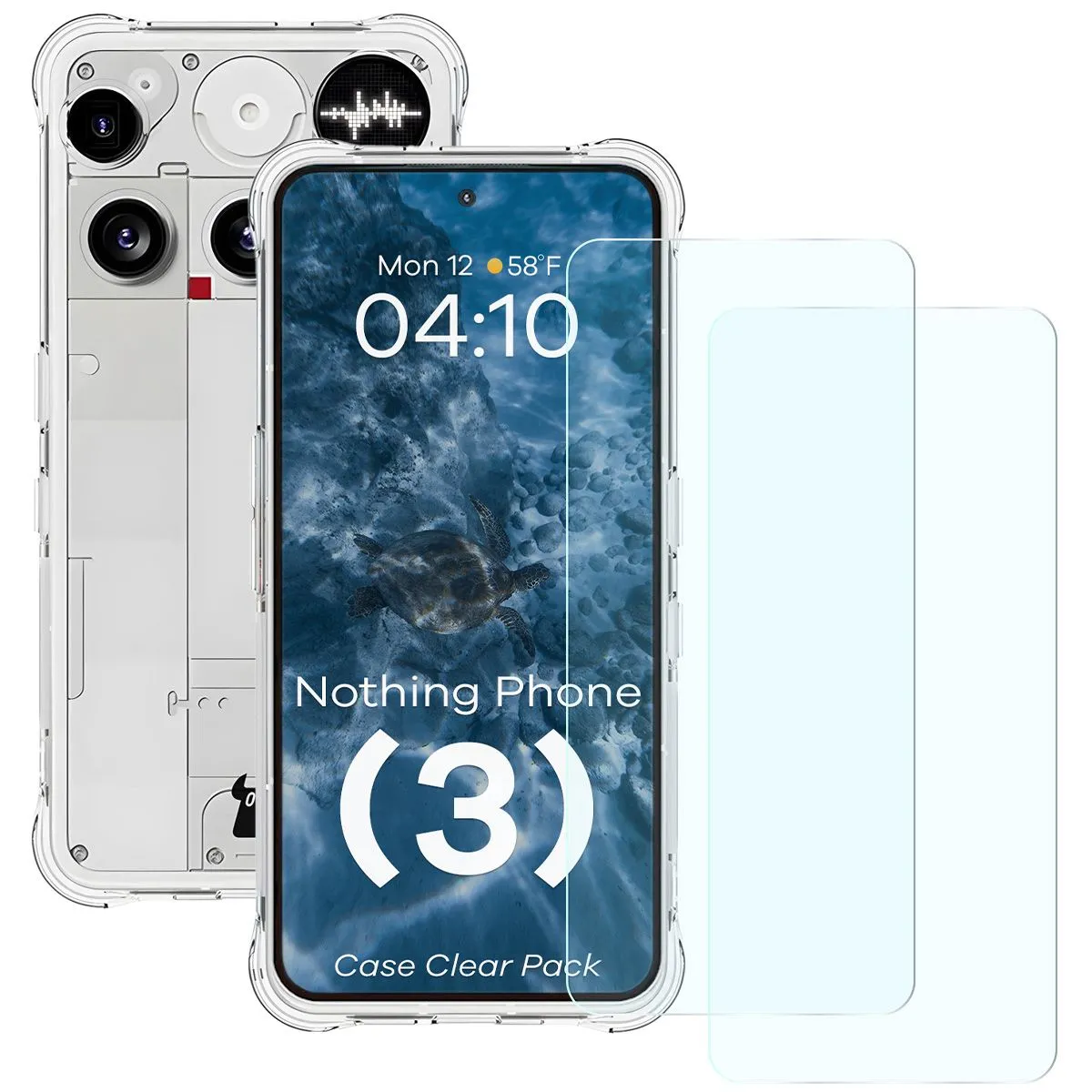 Zestaw ochronny Bizon elastyczne etui Salpa + 2x szkło hartowane Clear Pack do Nothing Phone (3)