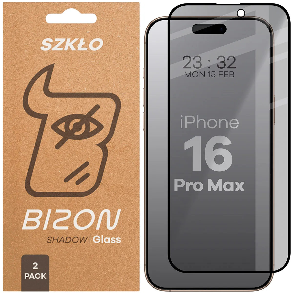 Szkło hartowane Bizon prywatyzujące pełne Edge Shadow Duo do iPhone 16 Pro Max