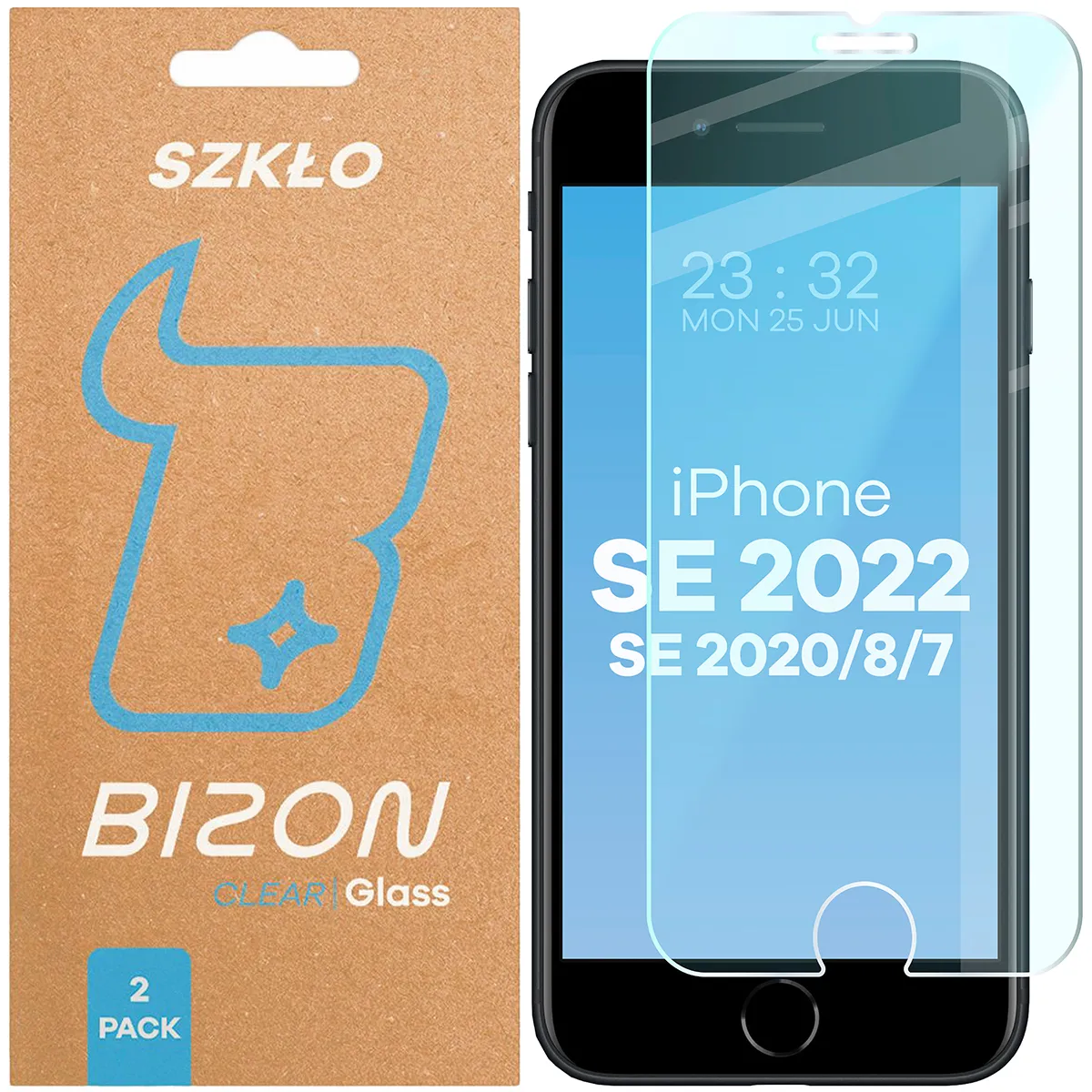 Szkło hartowane Bizon Clear Duo do iPhone SE 2022 / 2020 / 8 / 7
