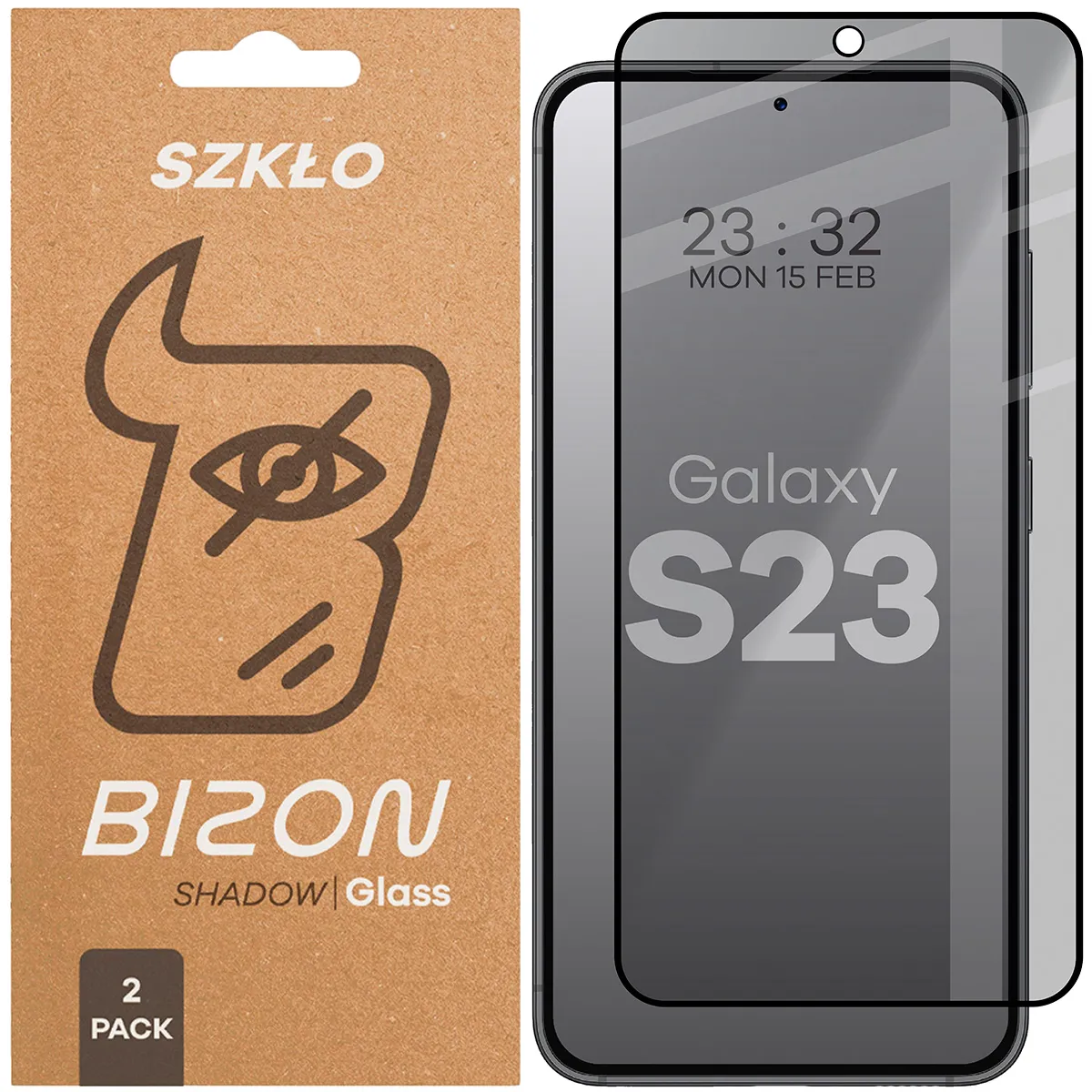 Szkło hartowane Bizon prywatyzujące pełne Edge Shadow Duo do Samsung Galaxy S23