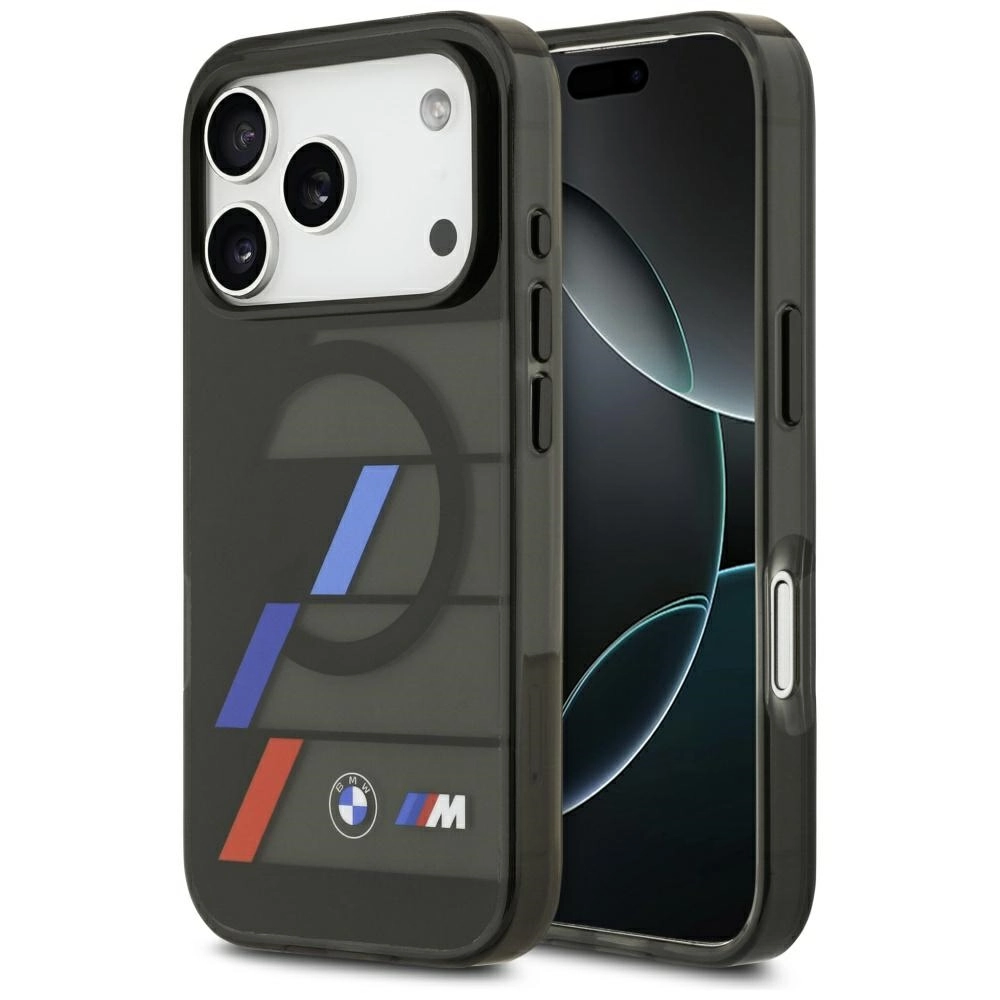 BMW M IML Metal Buttons Tricolor Lines MagSafe do iPhone 17 Pro Max Czarny