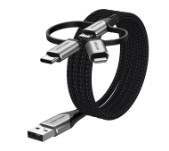 Vention 3w1 USB-A do microUSB/USB-C/Lightning 1m Biały
