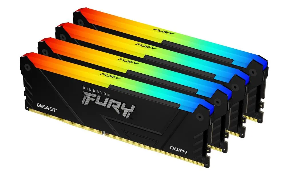 Pamięć RAM Kingston FURY Beast RGB DDR4 64GB (4x16GB) 3600 CL18 Czarny