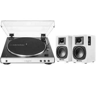 Gramofon Audio-Technica AT-LP60XBT Automatyczny Napęd paskowy Przedwzmacniacz Bluetooth + Kolumny AT-SP3X Biały