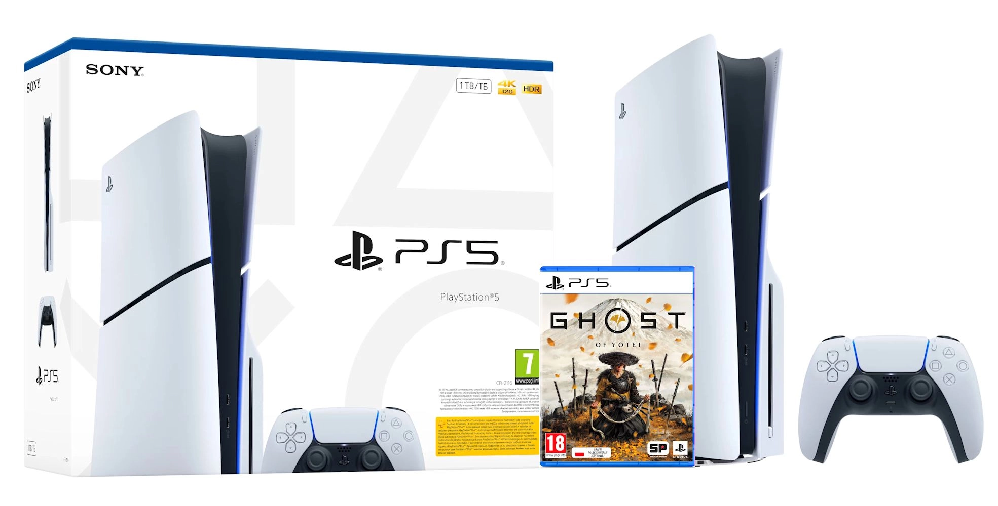 Konsola Sony PlayStation 5 Slim E Chassis (PS5) 1TB z napędem + Ghost of Yotei