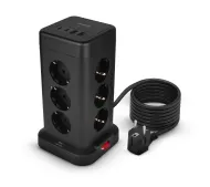 Huslog HUS1051 POWERTOWER 12 gniazd 1,8m Czarny