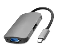 Qoltec 50380 Adapter USB-C 3.1 2w1 HDMI 4K VGA Szary