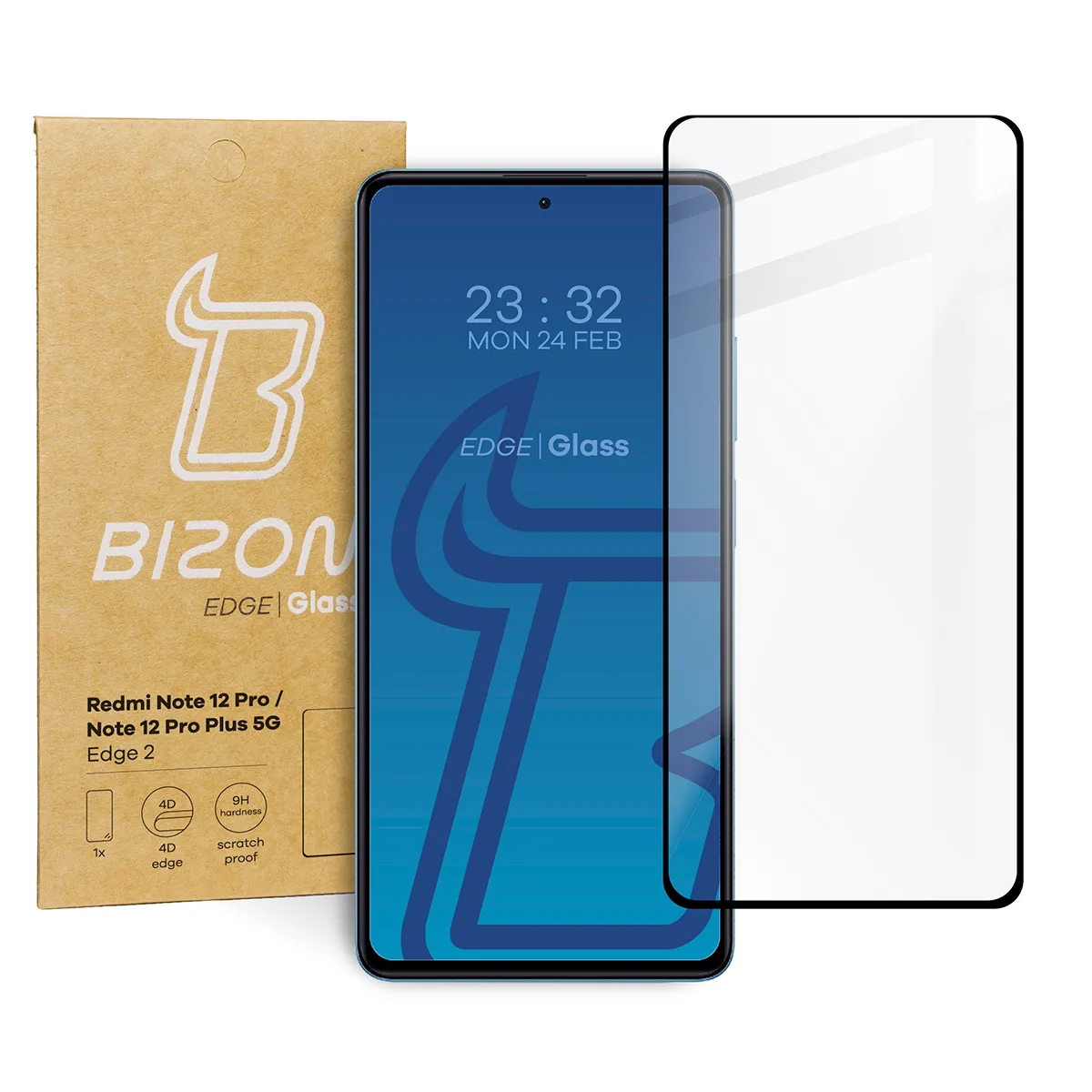 Szkło hartowane Bizon pełne Edge 2 do Xiaomi Redmi Note 12 Pro 5G / 12 Pro+ 5G