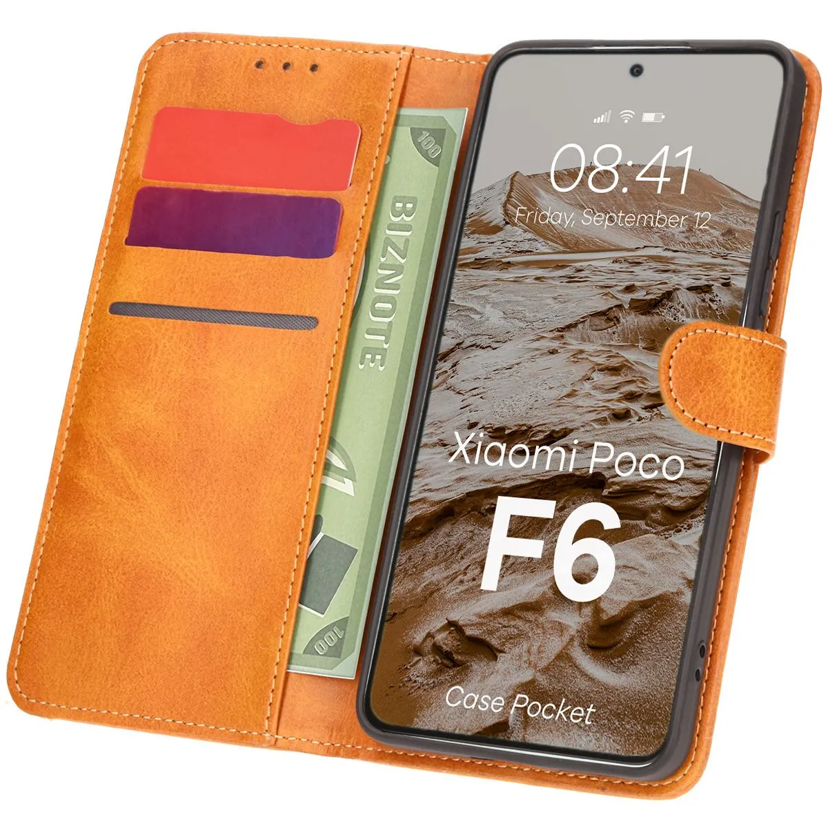 Etui Bizon Pocket do Xiaomi Poco F6 Brązowy