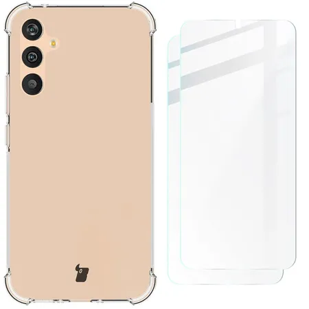 Etui Bizon elastyczne etui + 2x szkło hartowane Clear Pack do Samsung Galaxy A34 5G Przezroczysty