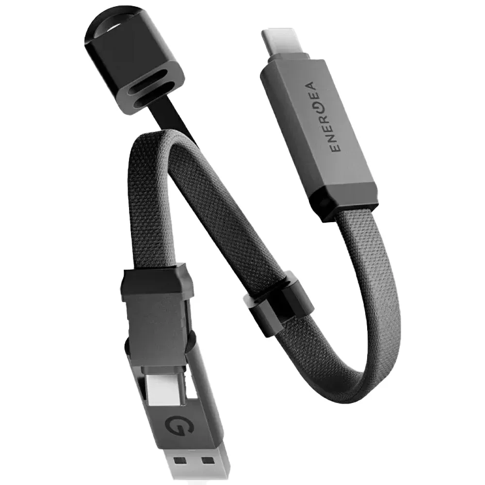Kabel Energea Sheath Key 2w1 USB-C do USB-C/USB-A 60W 0,15m Szary