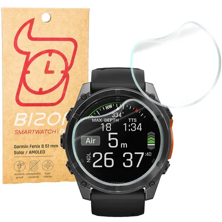 Folia hydrożelowa Bizon Glass Watch Hydrogel Duo do Garmin Fenix 8 Solar 51mm / AMOLED 47mm / AMOLED 51mm 2 sztuki