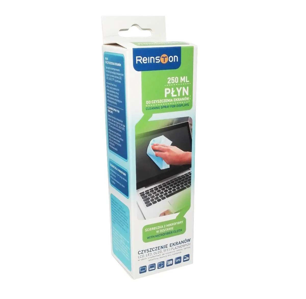 Zestaw Reinston ECH003 płyn do czyszczenia ekranów 250ml + mikrofibra