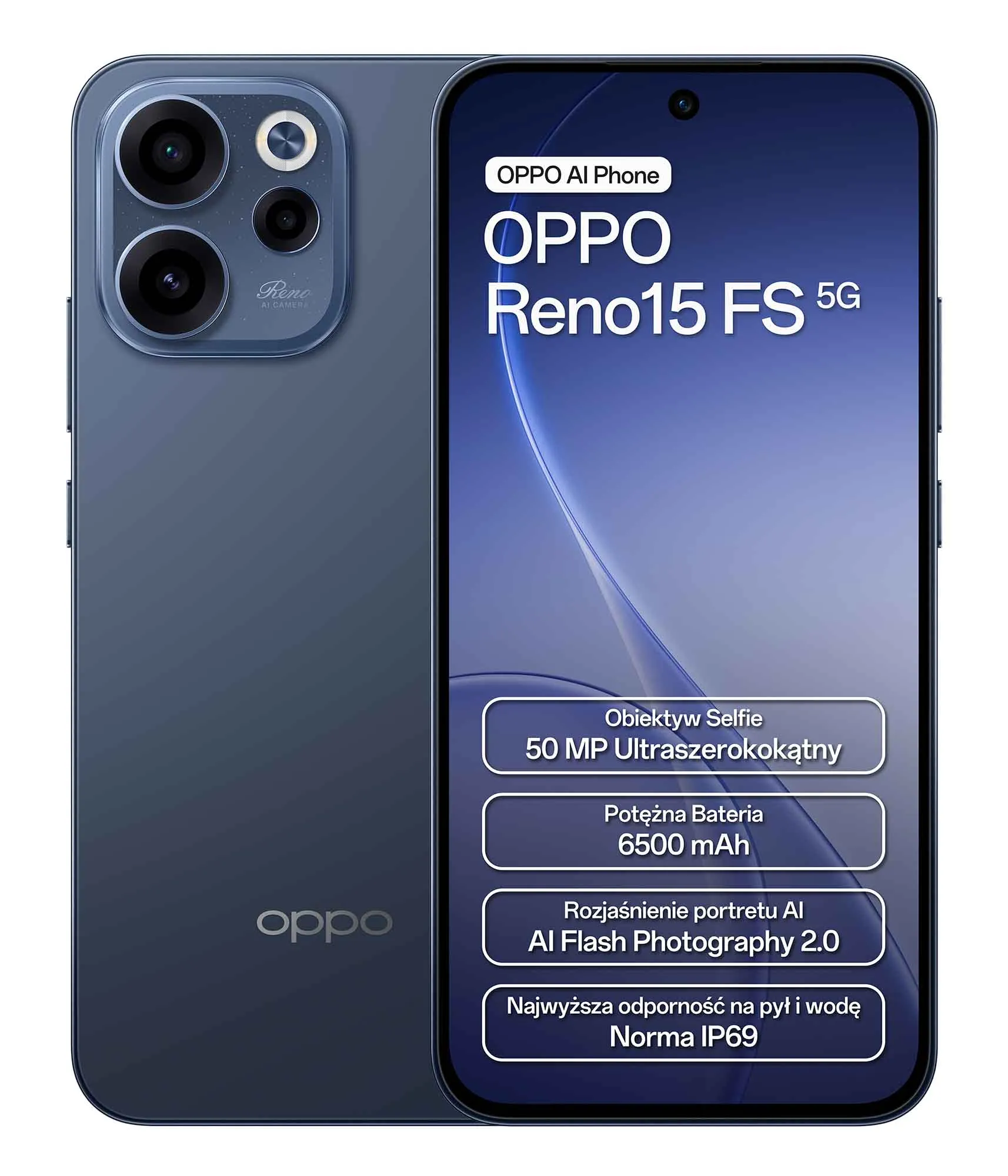 Smartfon OPPO Reno15FS 5G 8/512GB 6,57" 120Hz 50Mpix Granatowy
