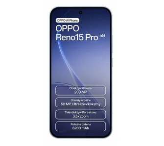 Smartfon OPPO Reno15 Pro 5G 12/512GB 6,32" 120Hz 200Mpix Niebieski