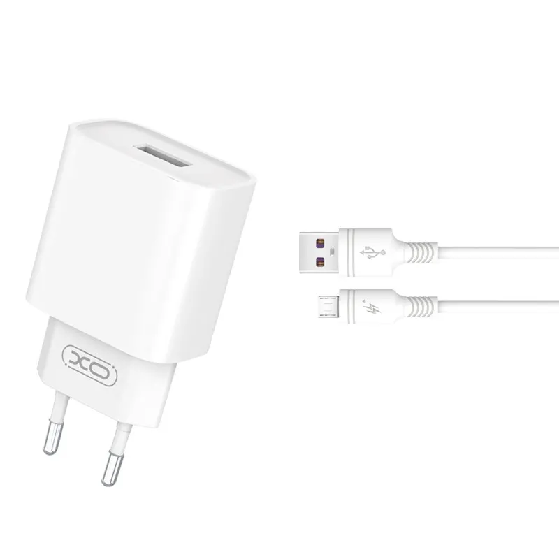 Ładowarka sieciowa XO CE02D USB-A 18W Biały + Kabel USB-A do microUSB