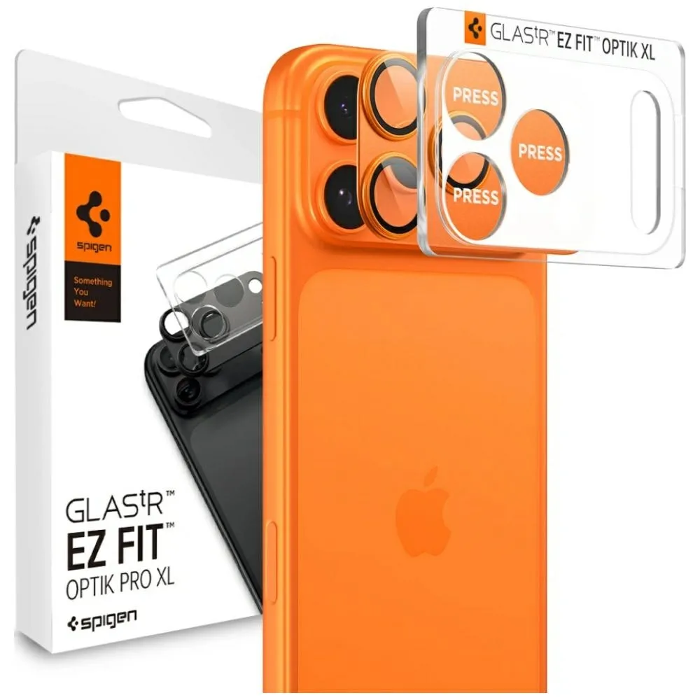 Szkło hartowane Spigen ochrona na obiektyw aparatu Glas.Tr Camera EZ FIT Optik Pro XL do iPhone 17 Pro Pomarańczowy