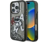 Karl Lagerfeld Liquid Glitter Choupette Logo do iPhone 16 Pro Czarny