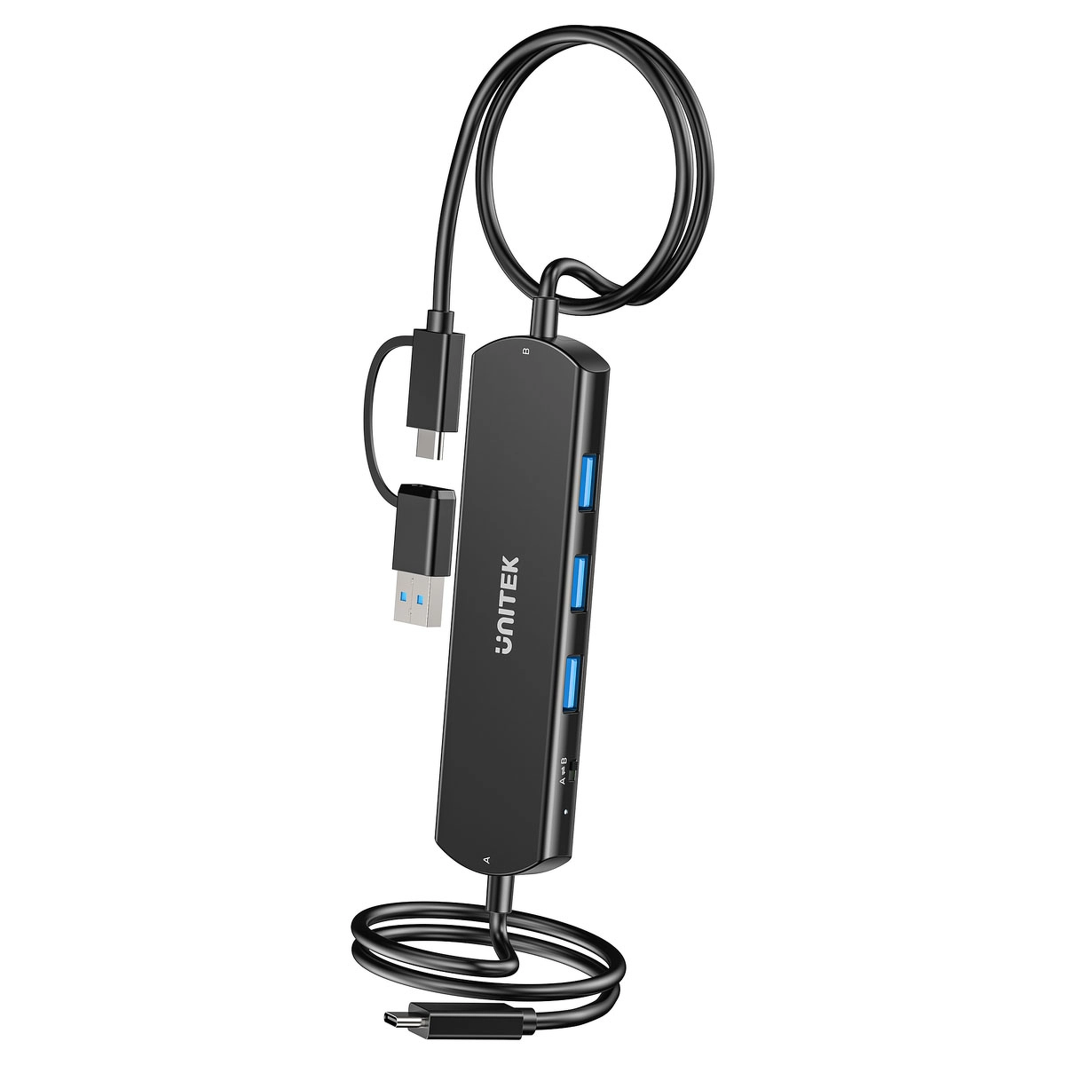 Hub USB Unitek U1344ABK01 KVM Hub 10 Gbps 3xUSB-A Czarny