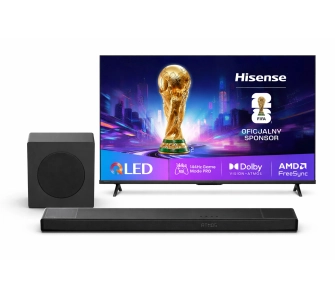 Telewizor Hisense 55E7Q PRO 55" QLED 4K 144Hz Smart TV Funkcje AI Dolby Vision Dolby Atmos HDMI 2.1 + Soundbar AX3120Q