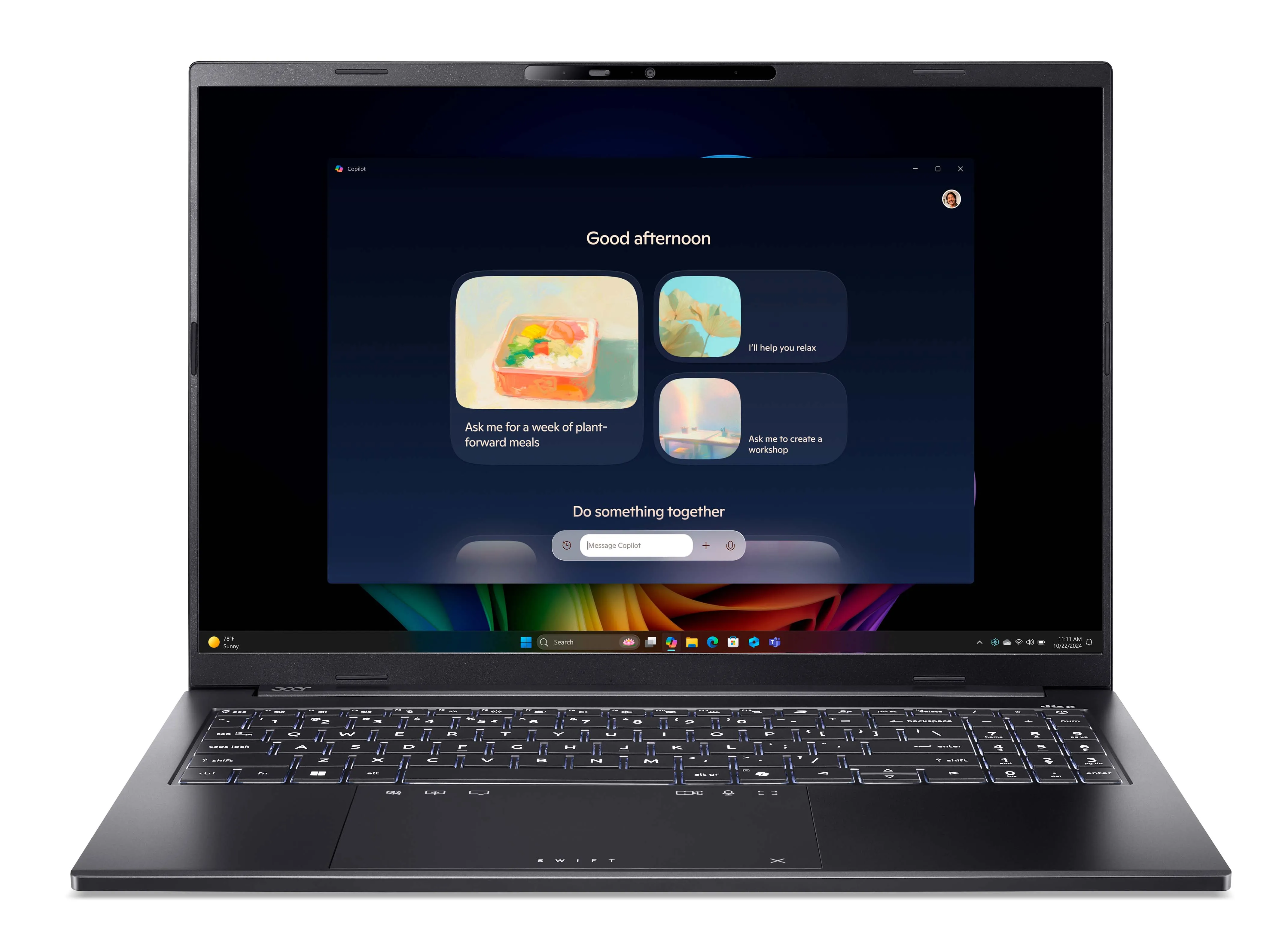 Laptop Acer Swift Go 16 AI SFG16-74 OLED 16" Core Ultra 9 288V 32GB RAM 1TB Dysk SSD Win11 Czarny Funkcje AI