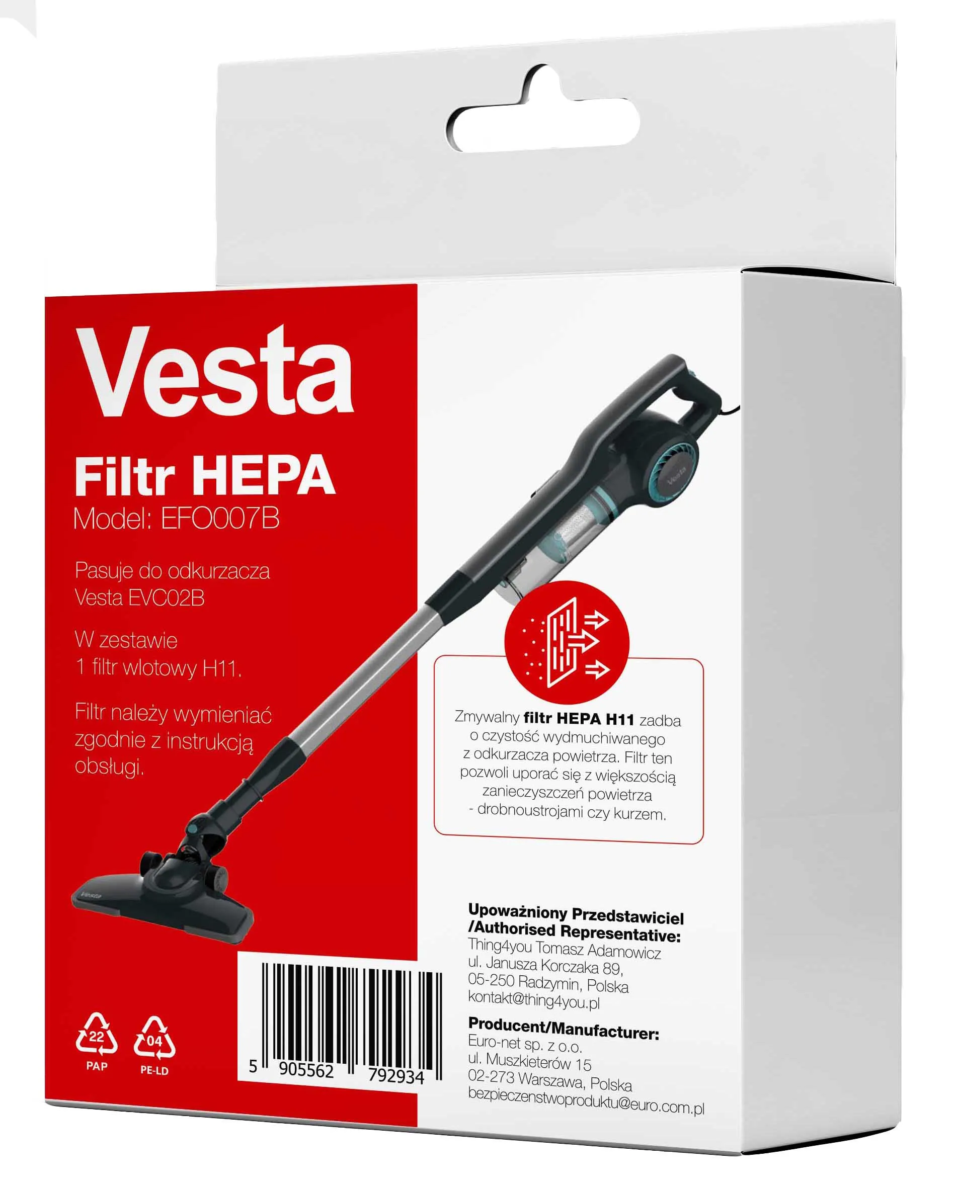 Filtr do odkurzacza Vesta EFO007B 1szt.