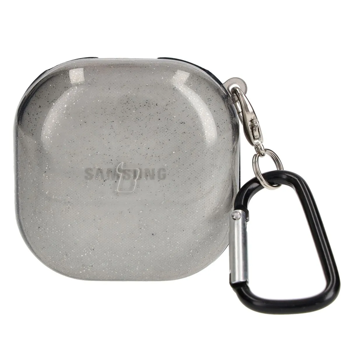 Etui na słuchawki Bizon Case Headphone Clear do Samsung Galaxy Buds Live / Pro / Buds2 / Buds2 Pro Czarno-brokatowe