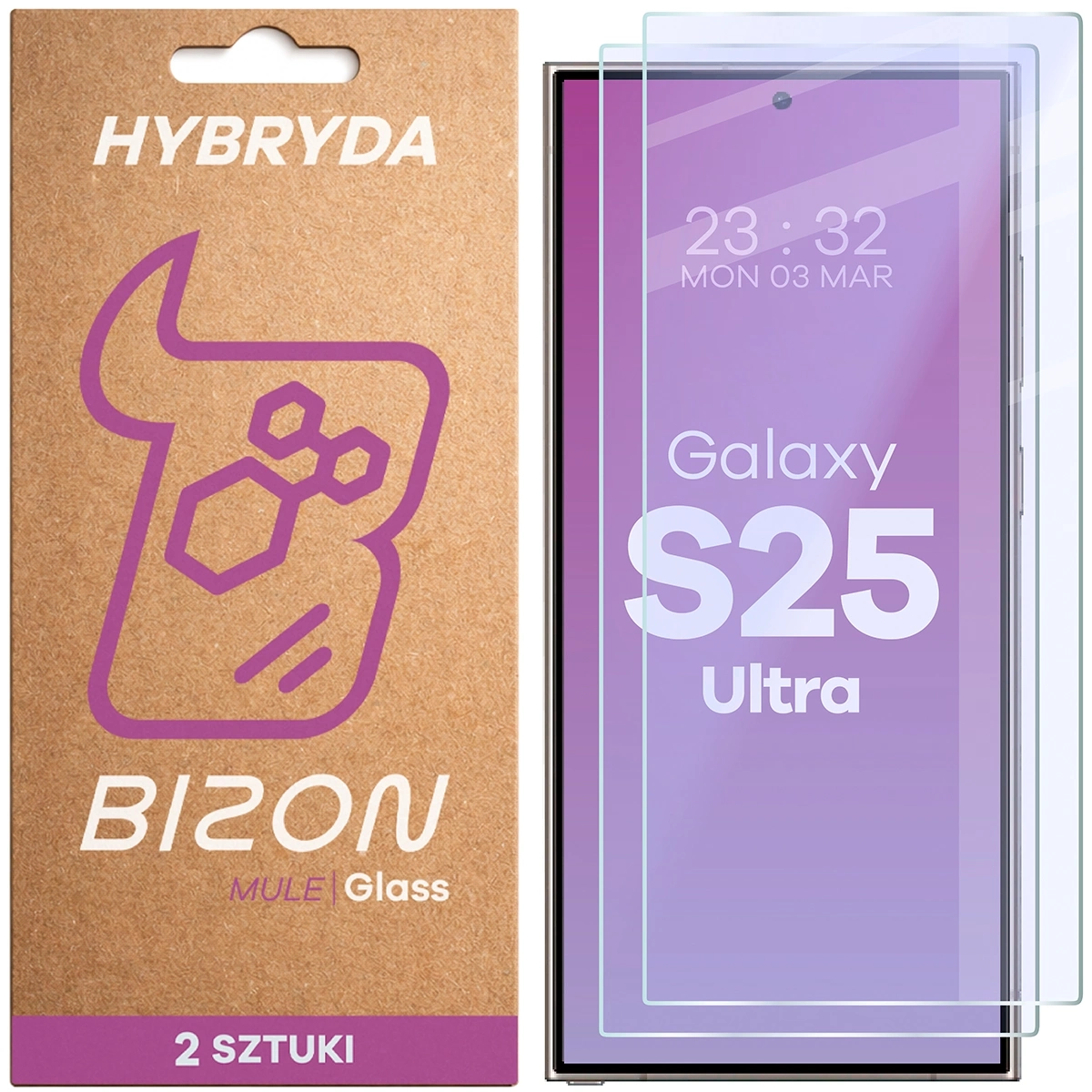 Szkło hybrydowe Bizon elastyczne Glass Mule Duo do Galaxy S25 Ultra 2 sztuki