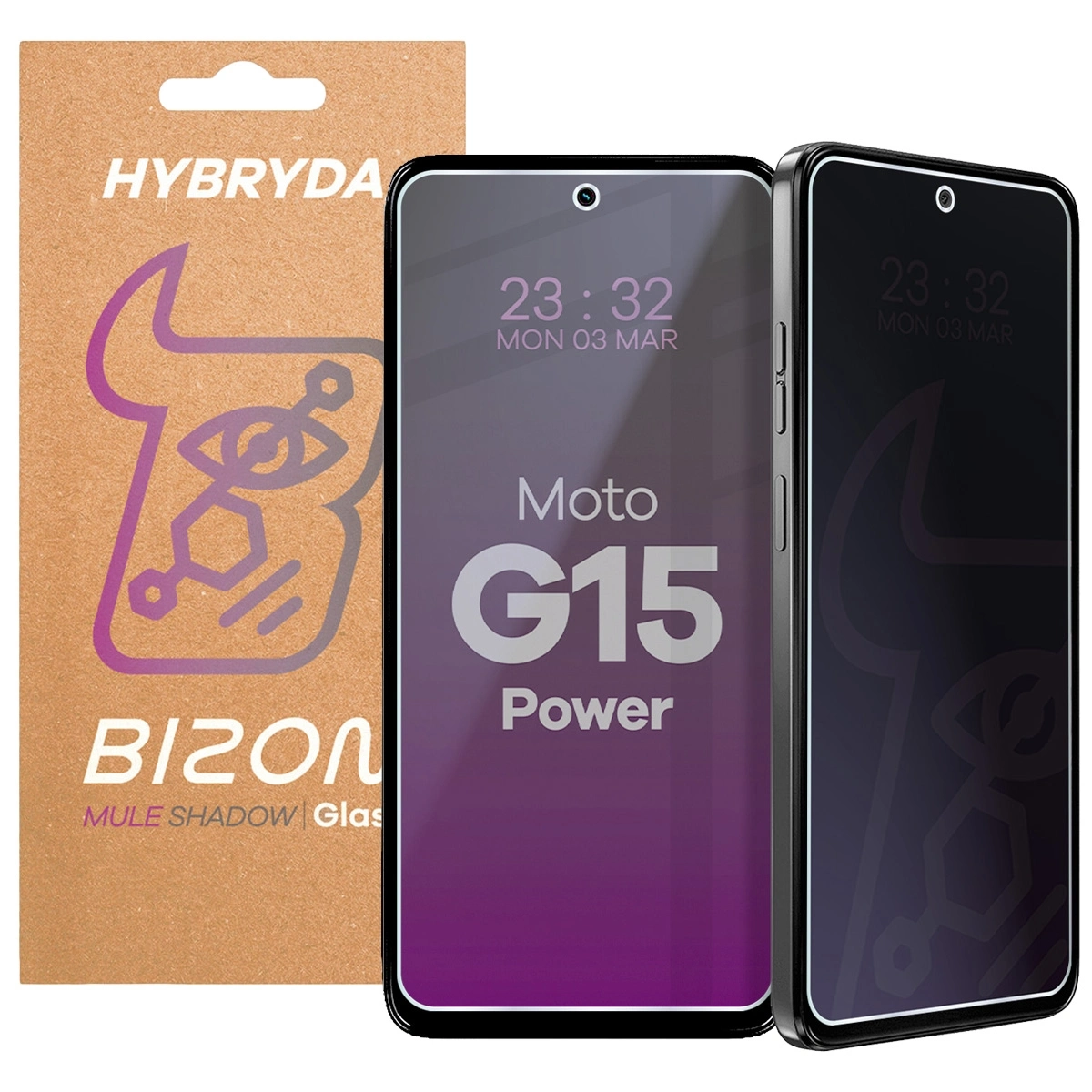 Szkło hybrydowe Bizon prywatyzujące Glass Mule Shadow do Motorola Moto G15 Power
