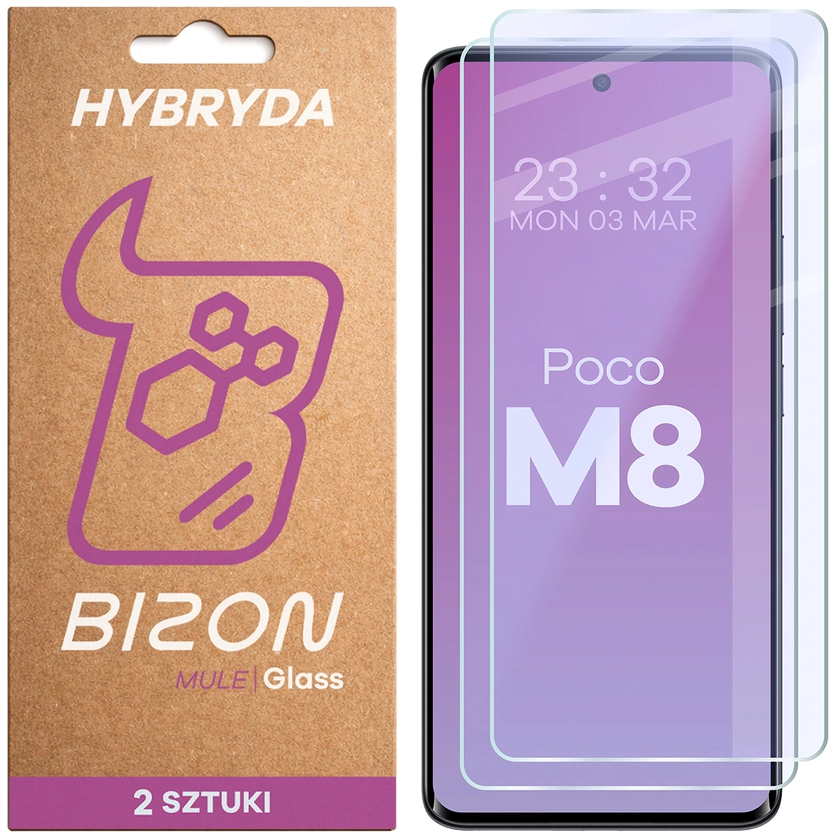 Szkło hybrydowe Bizon Glass Mule Duo do Xiaomi Poco M8 2 sztuki