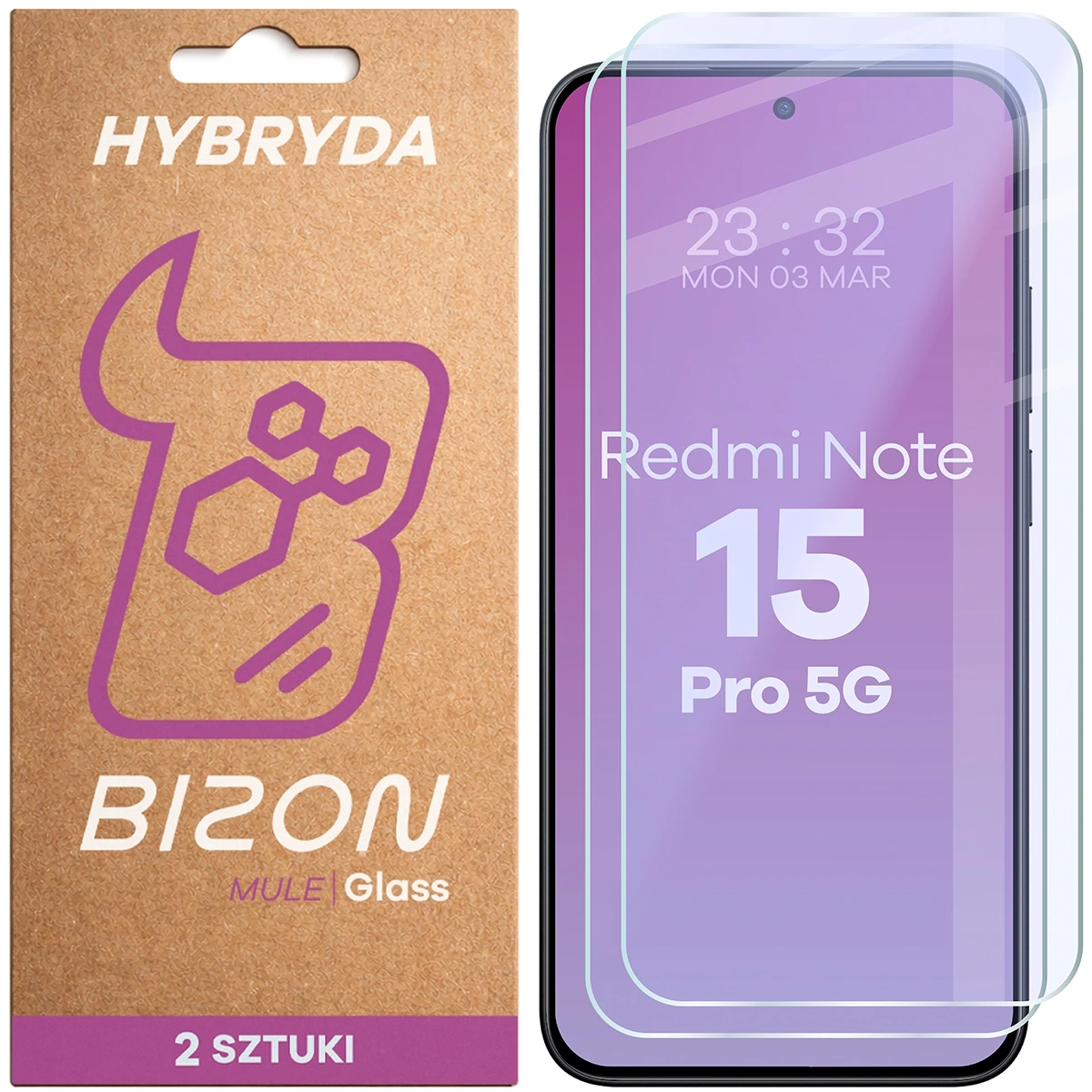 Szkło hybrydowe Bizon elastyczne Glass Mule Duo do Xiaomi Redmi Note 15 Pro 4G / 5G 2 sztuki