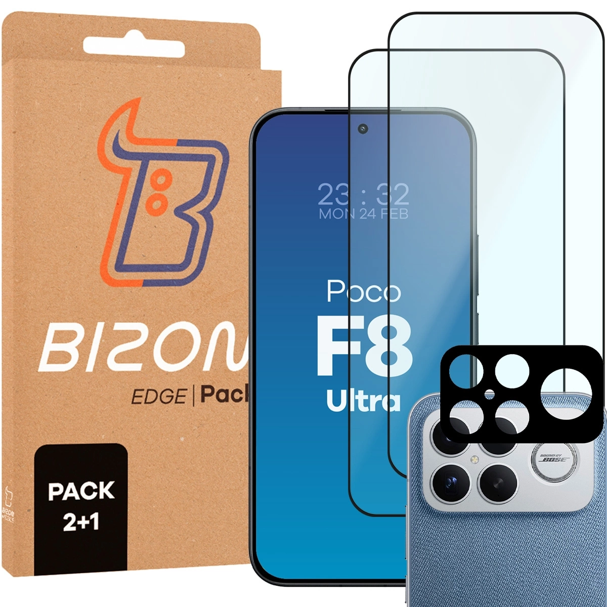 Folia hydrożelowa Bizon Szkło + szybka na aparat Glass Edge Pack do Xiaomi POCO F8 Ultra 2 sztuki