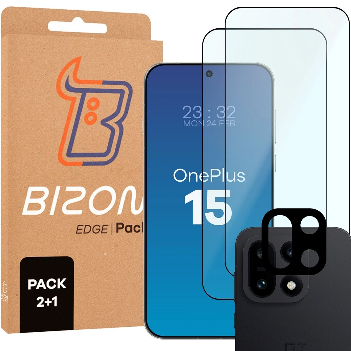 Folia hydrożelowa Bizon Szkło + szybka na aparat Glass Edge Pack do OnePlus 15 2 sztuki