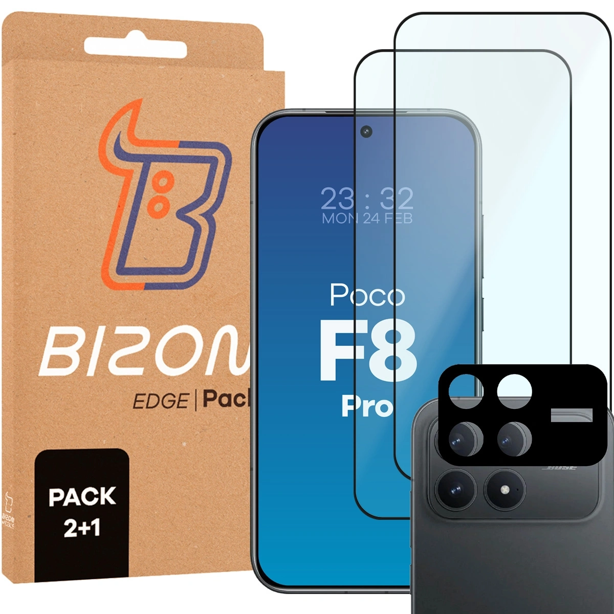 Folia hydrożelowa Bizon Szkło + szybka na aparat Glass Edge Pack do Xiaomi POCO F8 Pro 2 sztuki