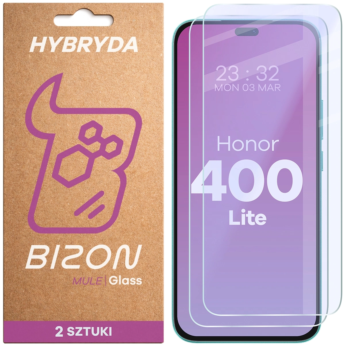 Szkło hybrydowe Bizon elastyczne Glass Mule Duo do Honor 400 Lite 5G 2 sztuki