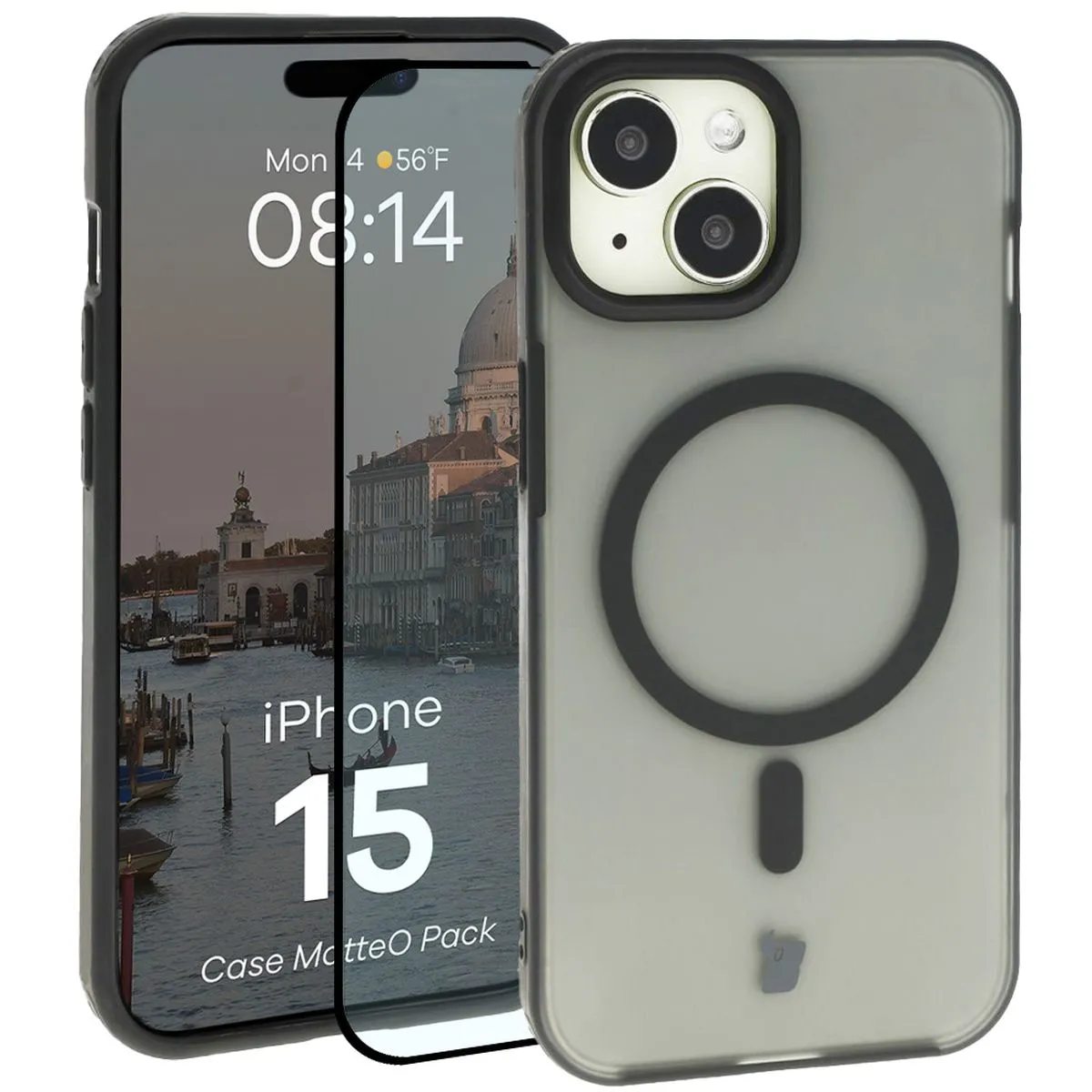 Szkło hartowane Bizon Case MatteO Pack do iPhone 15 Czarny