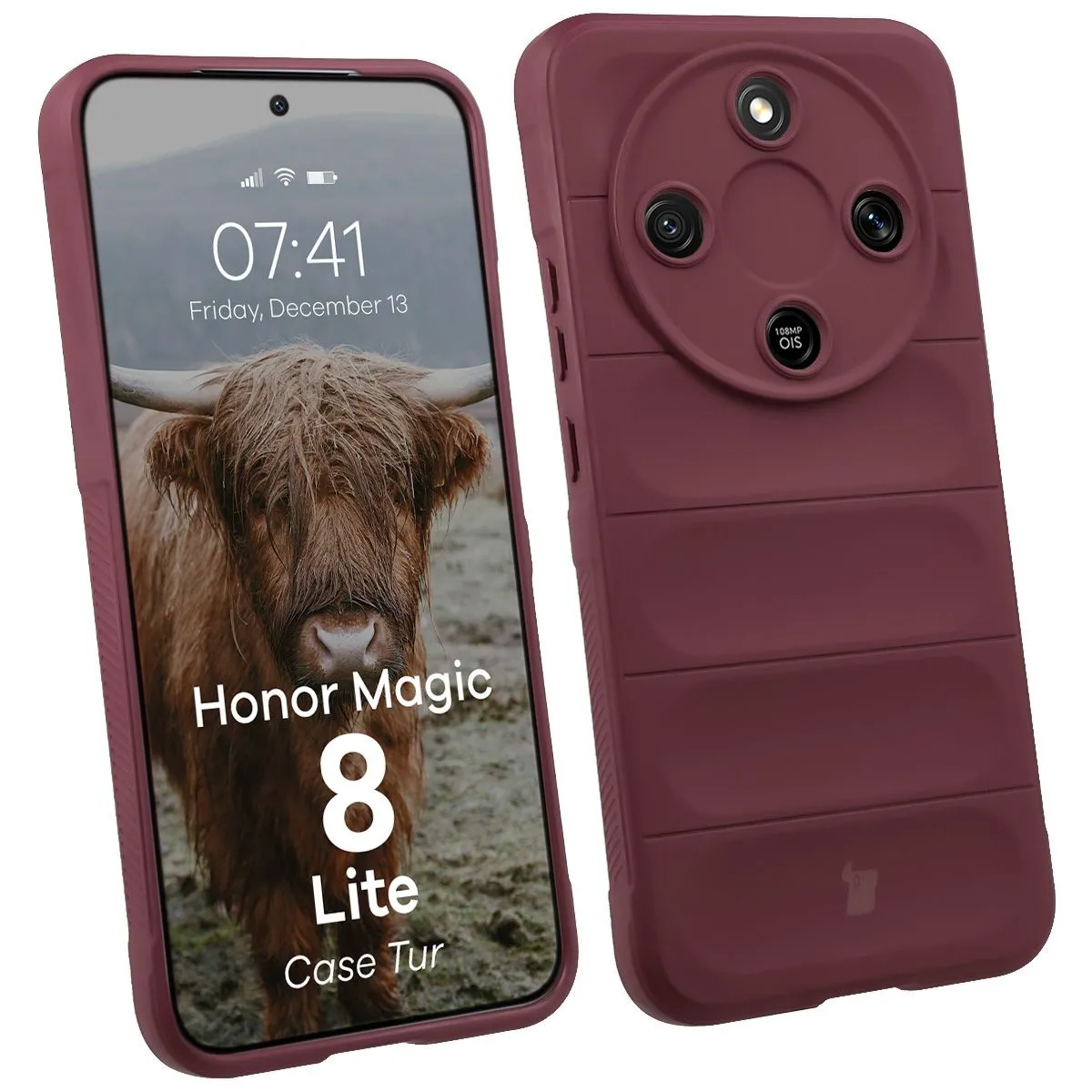 Etui Bizon Tur do Honor Magic8 Lite Ciemnofioletowy