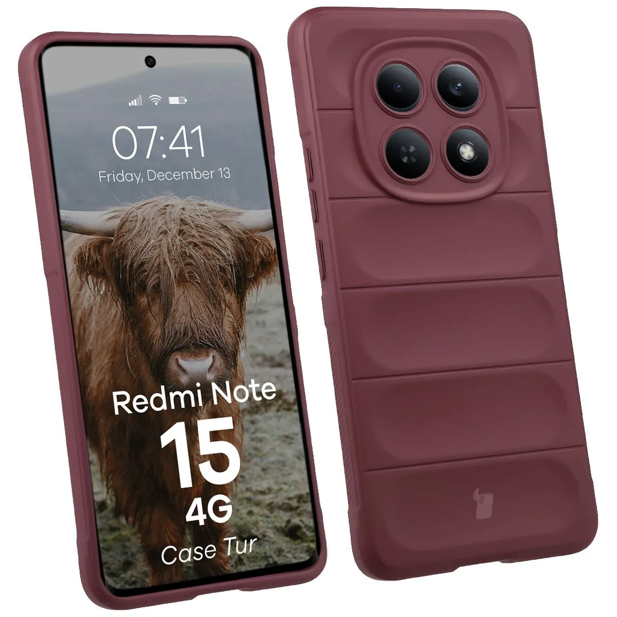 Etui Bizon Tur do Xiaomi Redmi Note 15 4G Ciemnofioletowy
